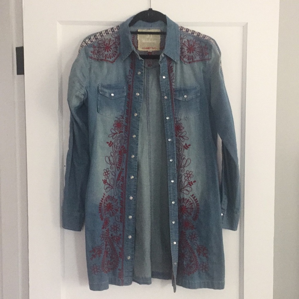 Johnny Was Denim Embroidered Tunic